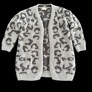Tullabee Toddler Girls 2T/3T Gray Leopard Print Open Cardigan Sweater Matching